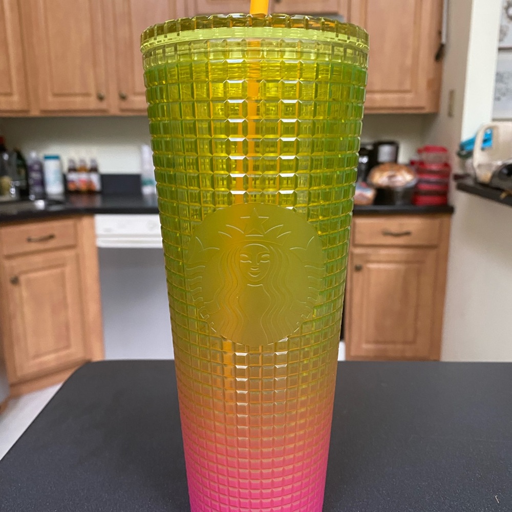 NEW Lemon/Pink Ombre Siren Starbucks Cup w Straw